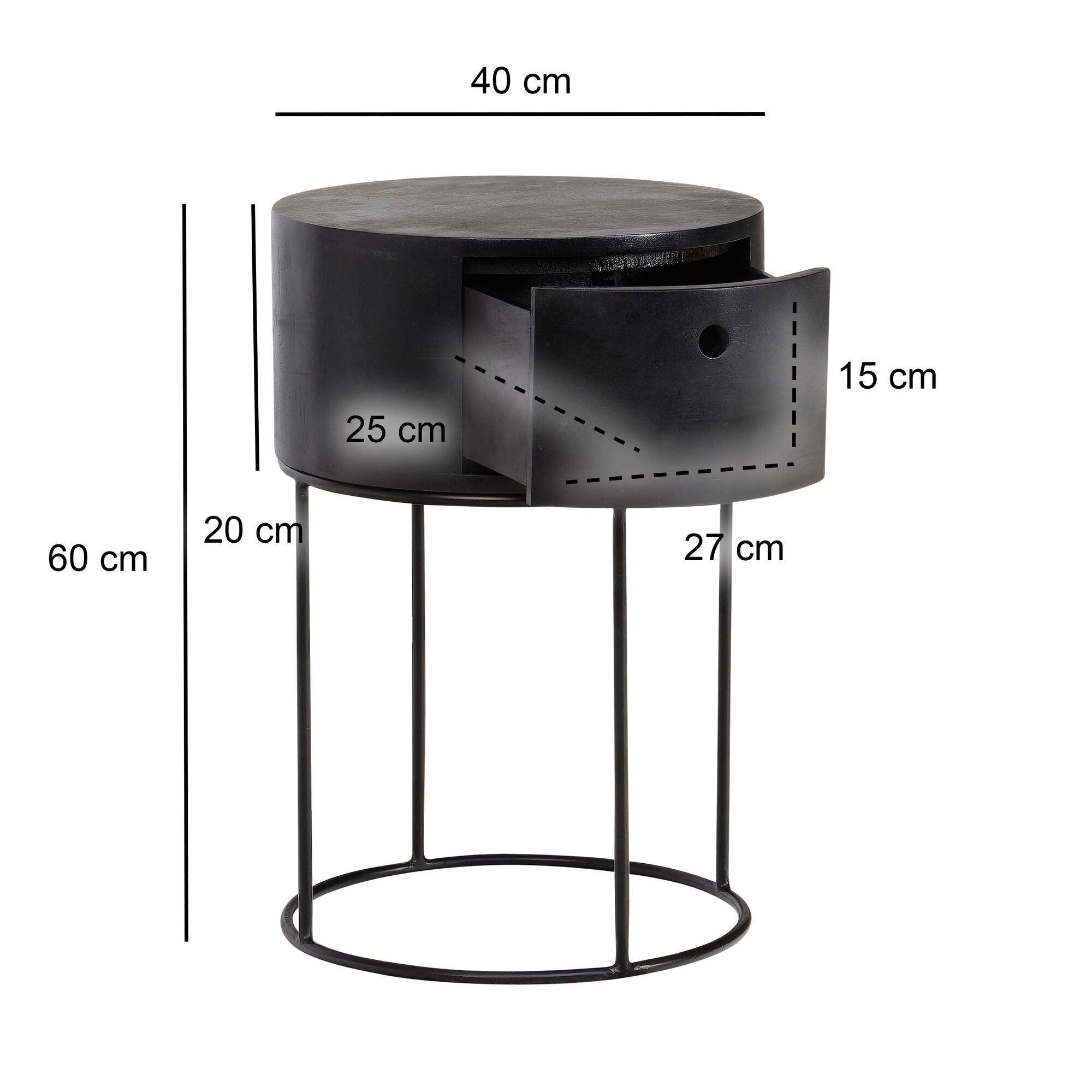 Nachtkonsole schwarz B/H/T: ca. 40x60x40 cm