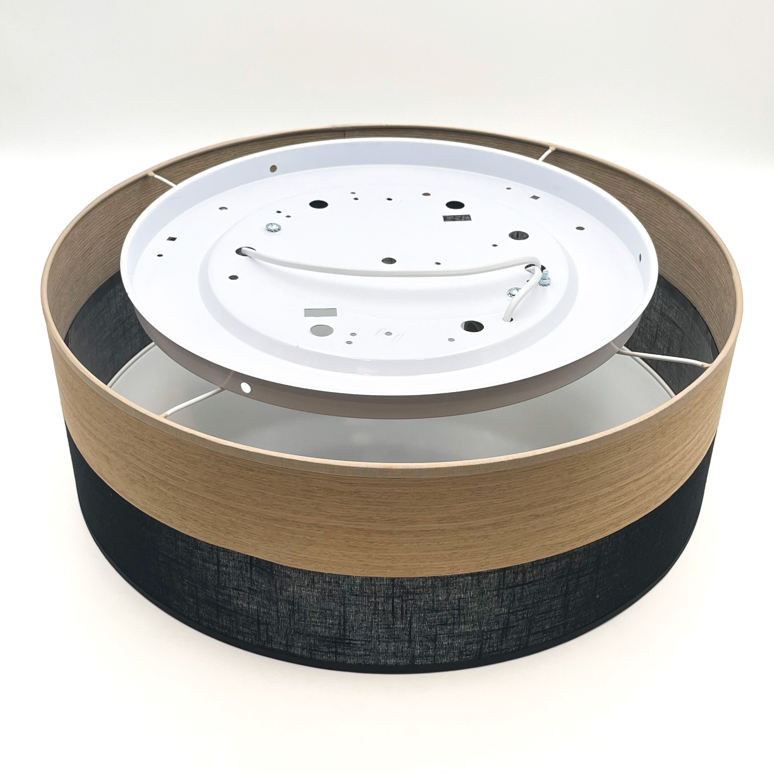 Lamkur Deckenleuchte Eiche schwarz Holz PVC B/H/L: ca. 45x15x45 cm E27 2 Brennstellen