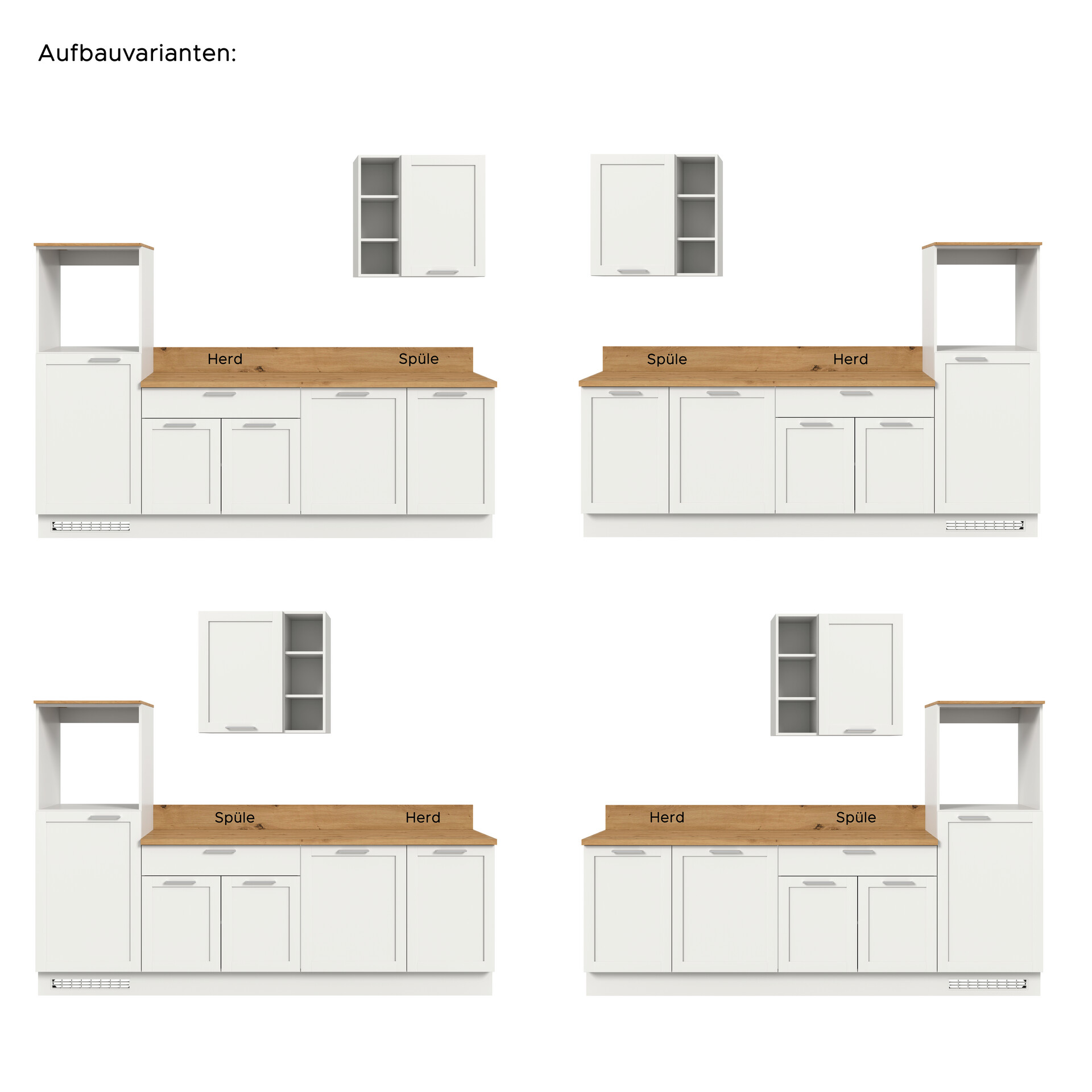 xonox.home Küchenblock Charly Eiche Artisan Nachbildung B/H/T: ca. 260x222x60 cm