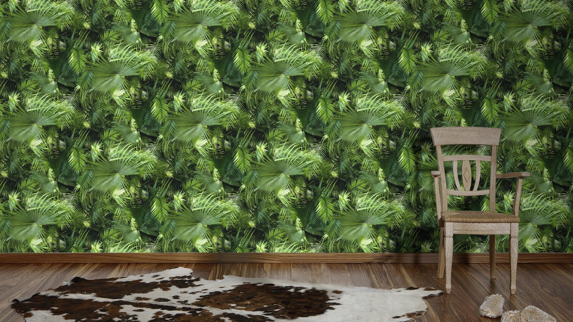 Vliestapete Palmen grün B/L: ca. 53x1005 cm