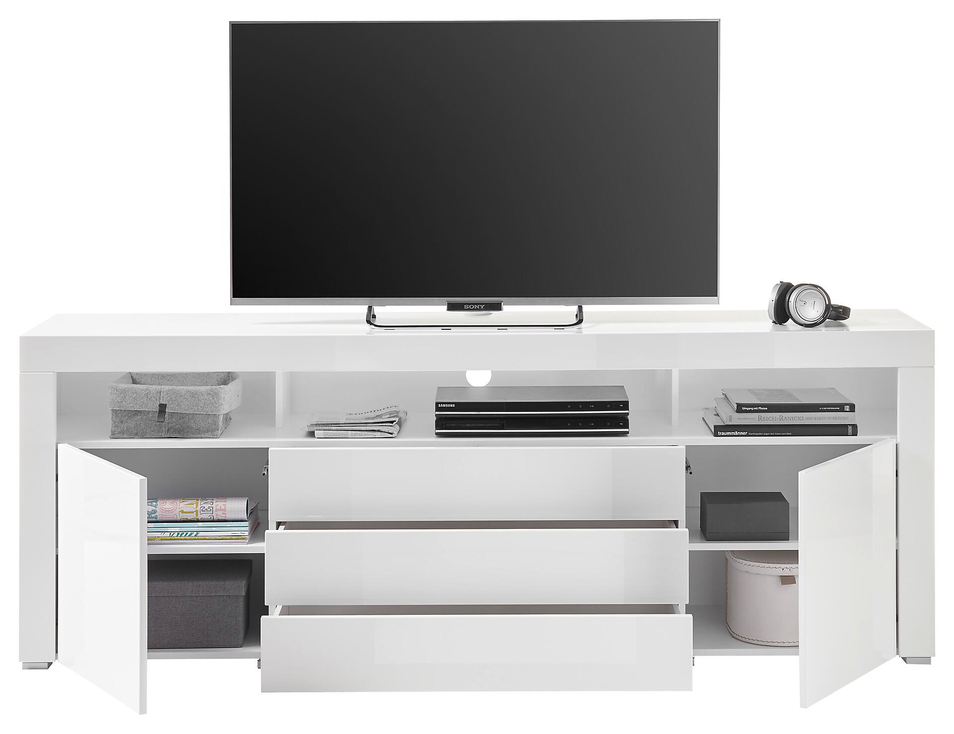 TV-Highboard Goal weiß Hochglanz B/H/T: ca. 200x74x44 cm