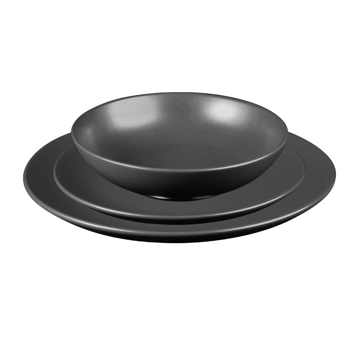 BERGNER Geschirrset CHARCOAL schwarz Steingut 12 tlg.