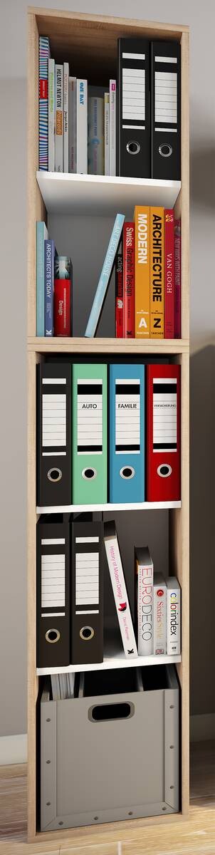 Regal Lona I Eiche Sonoma Nachbildung weiß B/H/T: ca. 35x183x37 cm