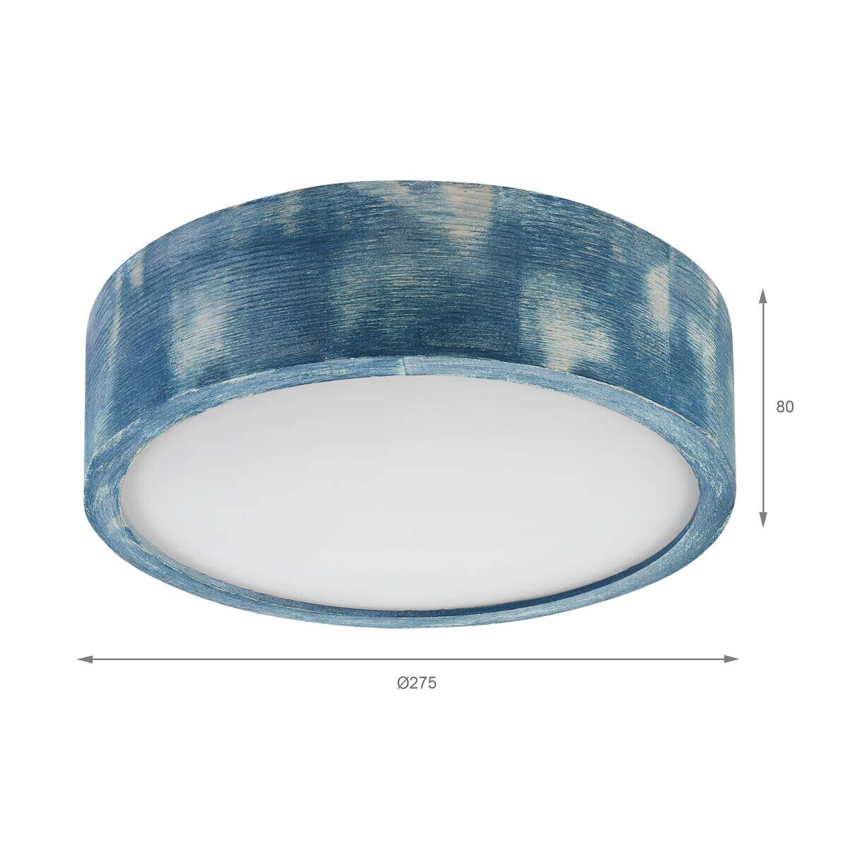 Lamkur Deckenleuchte hellbraun blau Glas Holz B/H/L: ca. 28x28x10 cm 1 Brennstellen