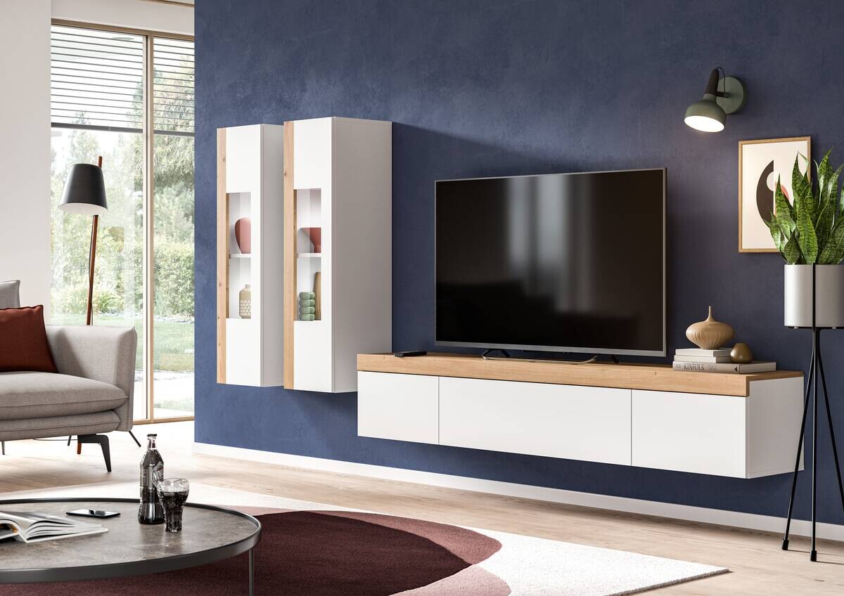 Lowboard RUDA Artisan Oak Nachbildung weiß B/H/T: ca. 180x34x33 cm