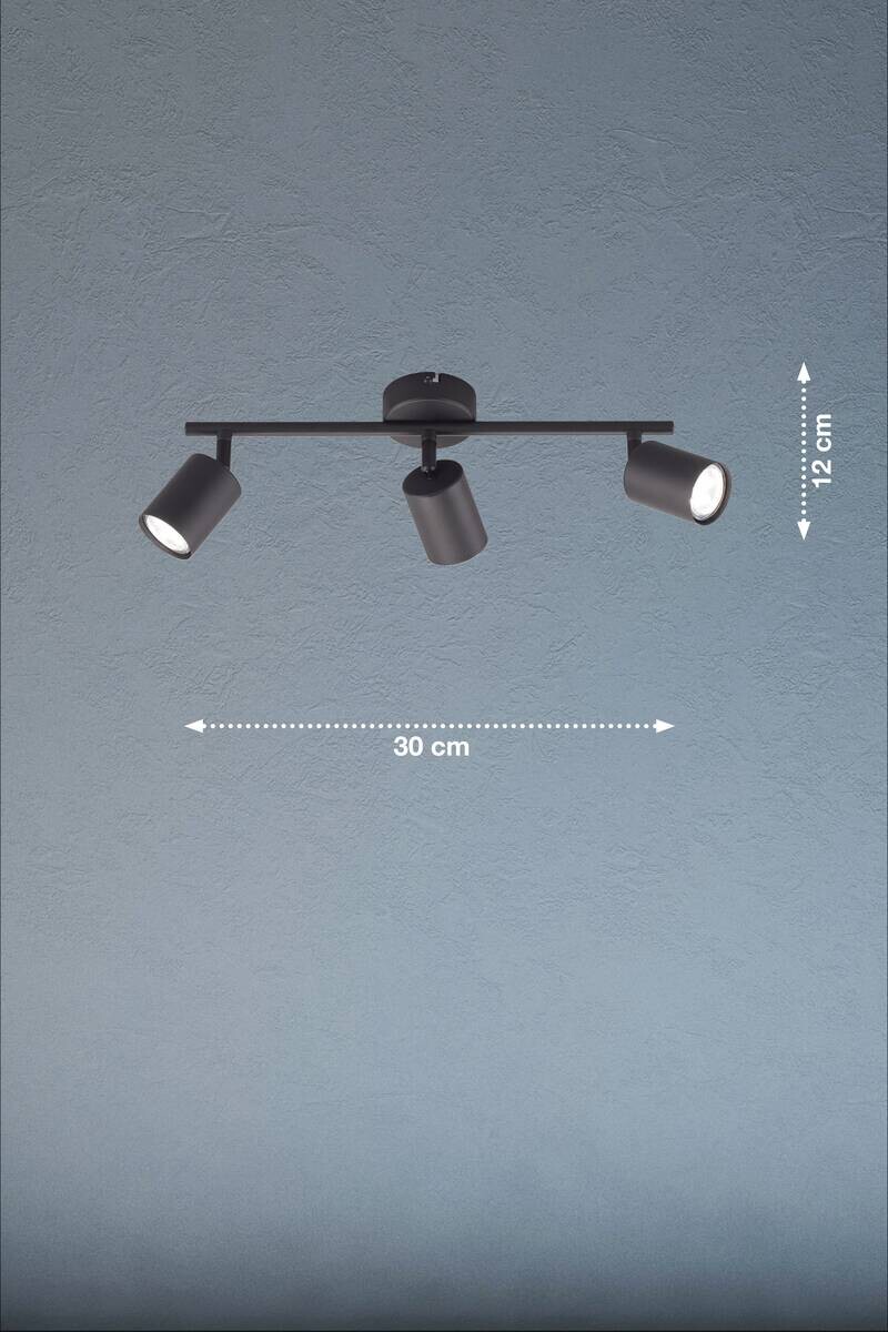 Fischer & Honsel LED-Deckenleuchte 21130 schwarz Metall B/H/T: ca. 42x14x8 cm 3 Brennstellen
