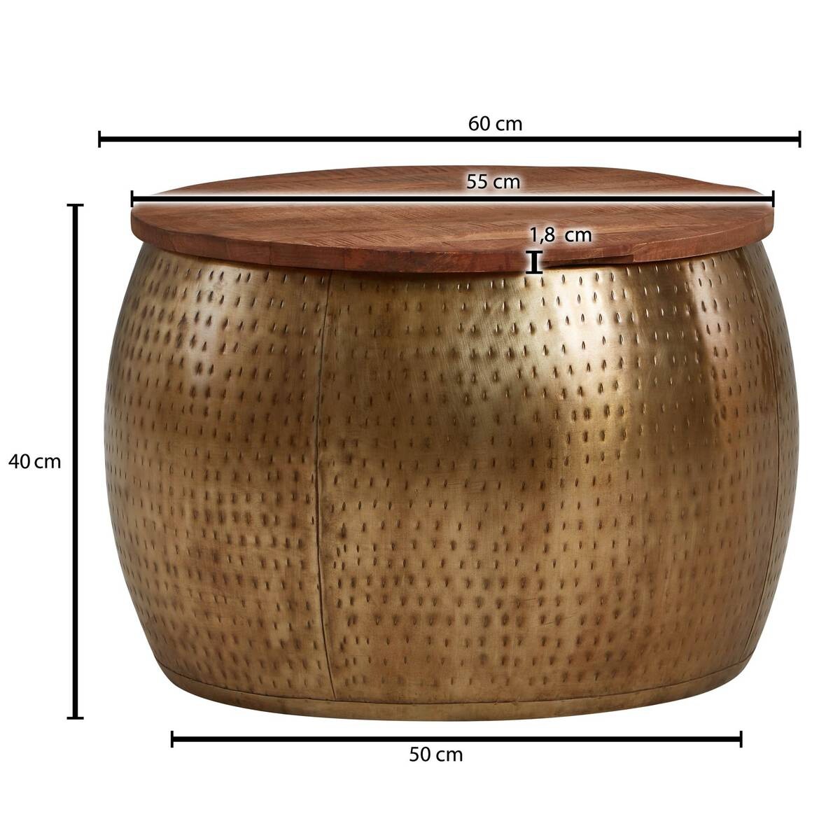 Wohnling Couchtisch gold braun B/H/T: ca. 60x40x60 cm