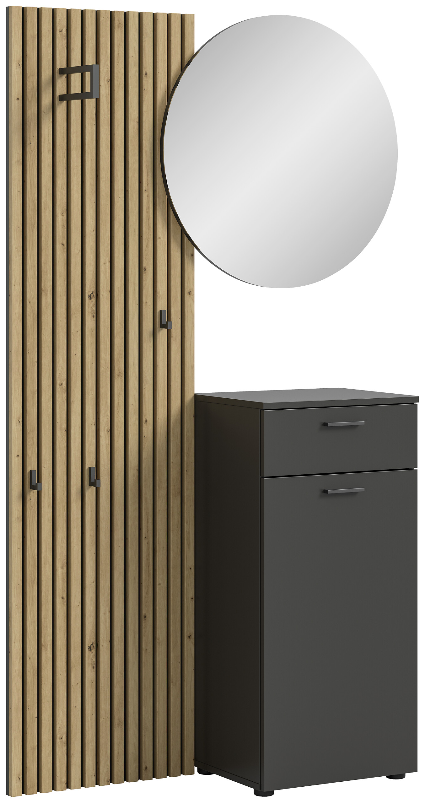 Garderobe Delton Basalt Eiche Artisan Nachbildung B/H/T: ca. 96x192x37 cm Garderobe Delton Basalt Eiche Artisan Nachbildung B/H/T: ca. 96x192x37 cm