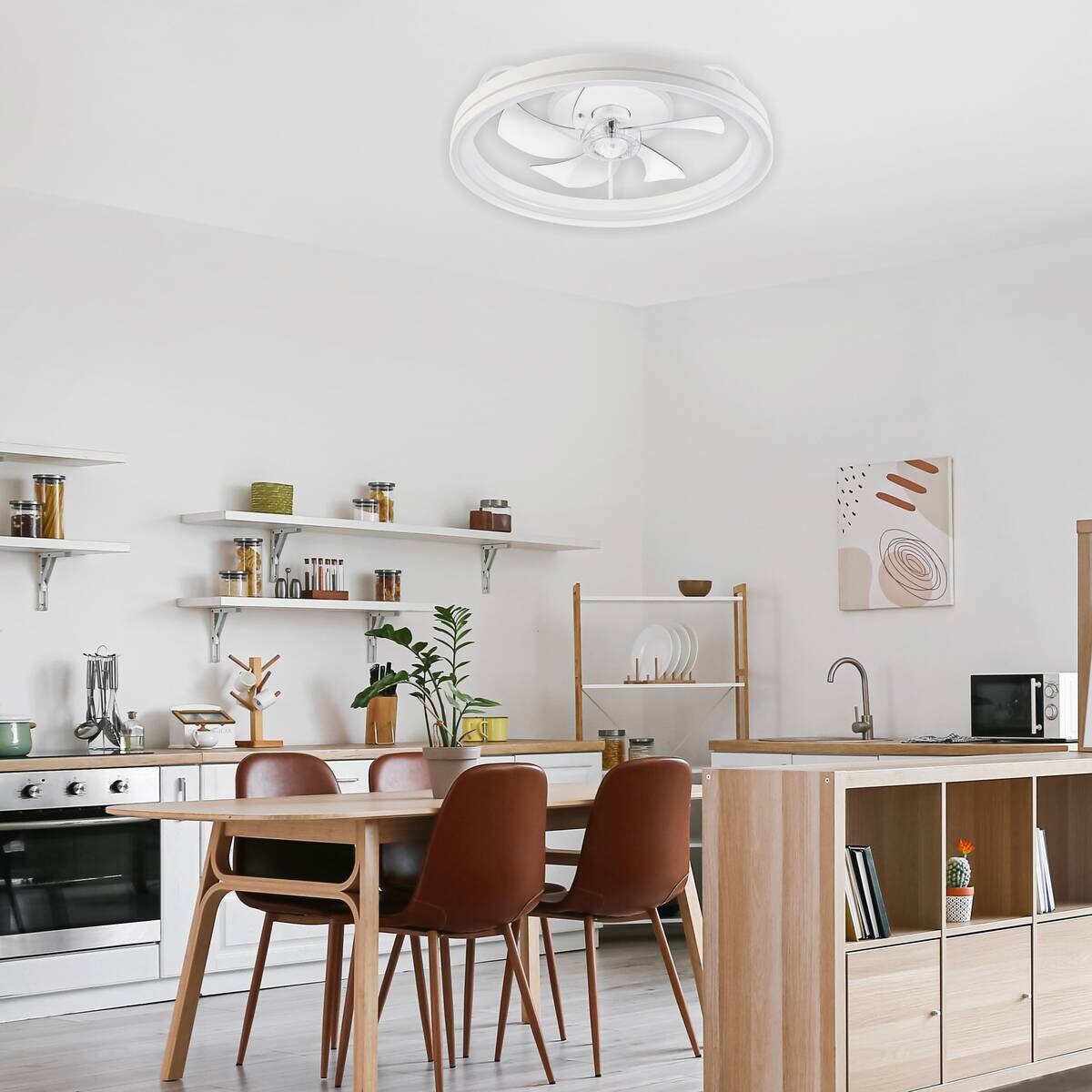 Lamkur LED-Deckenventilator Falco weiß H/L: ca. 17x50 cm 4 Brennstellen