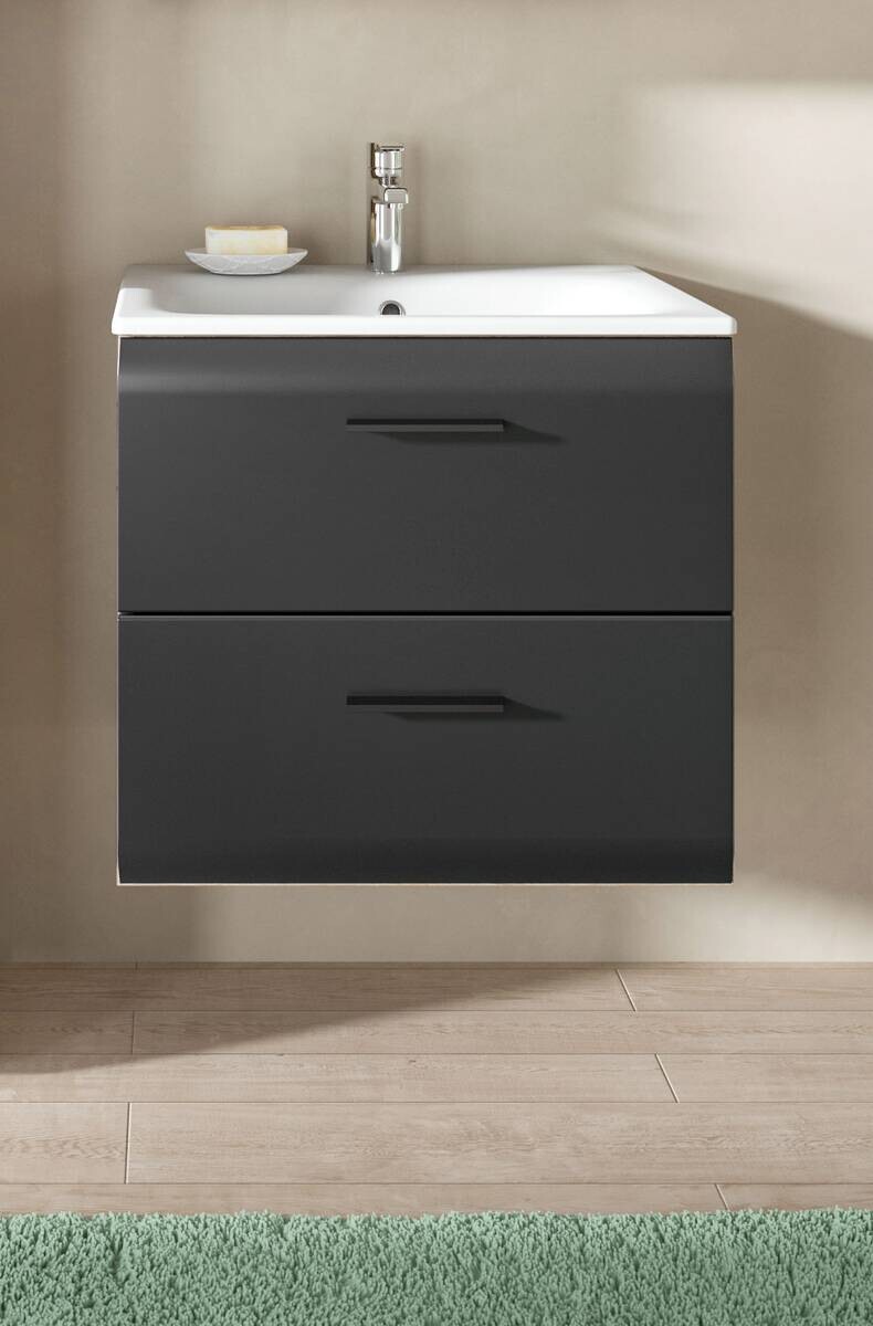 Waschplatz Ice Nox Oak Nachbildung schwarz matt B/H/T: ca. 60x55x46 cm