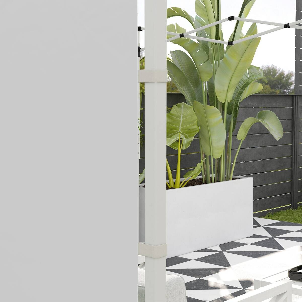 Outsunny Pavillon-Seitenwände weiß Polyester H/L: ca. 195x295 cm