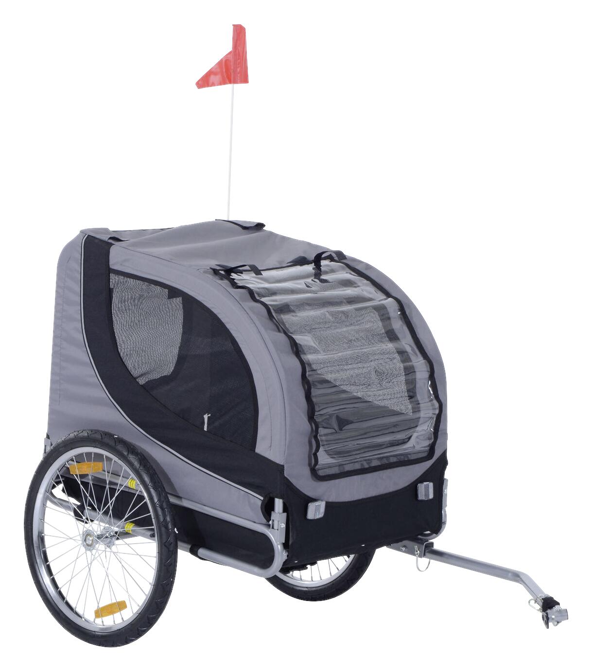 PawHut Fahrradanhänger für Hunde 20 Zoll grau grau B/H/L: ca. 90x110x130 cm