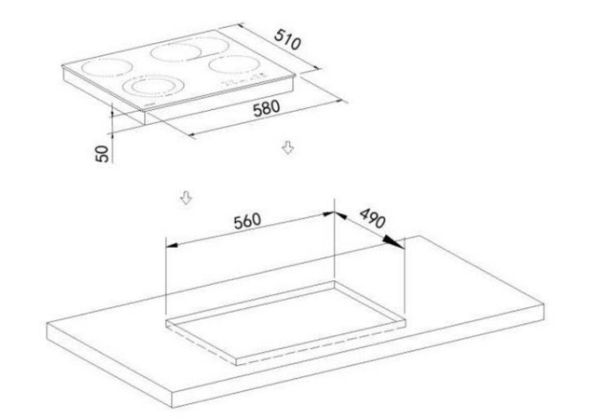 Mican Einbauherdset HSHDB73S schwarz B/H/T: ca. 59,5x59,5x57,5 cm