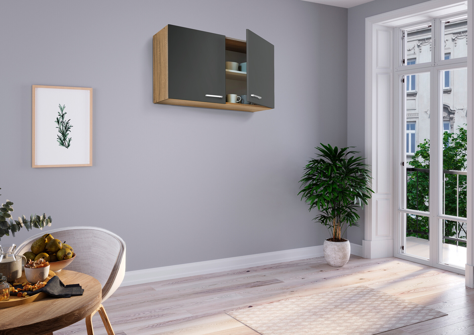 Respekta Miniküche 100 grau matt B/H/T: ca. 100x200x60 cm