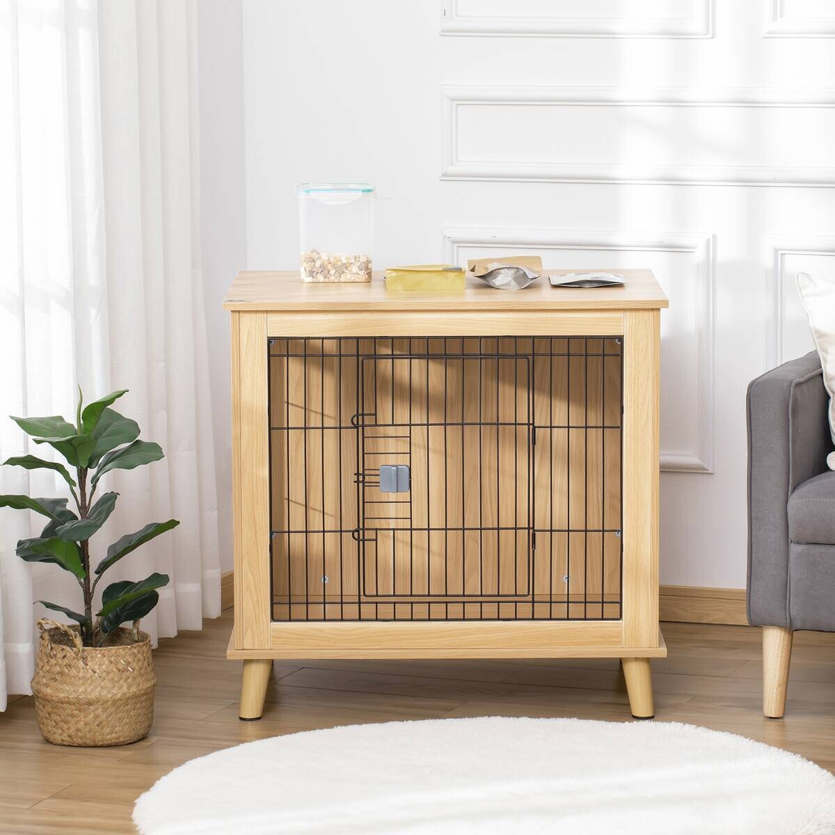 PawHut Hunde-Zubehör Eiche Polypropylen B/H/L: ca. 58,5x81x76 cm