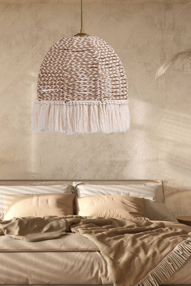 Opviq Pendelleuchte ecru B/H/T/L/D: ca. 30x80x30x30x30 cm E27 1 Brennstellen