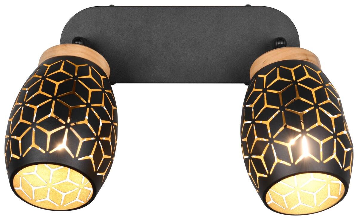 Reality Leuchten Spots Bidar schwarz gold Metall B/H/L: ca. 28x27x12 cm E14 2 Brennstellen