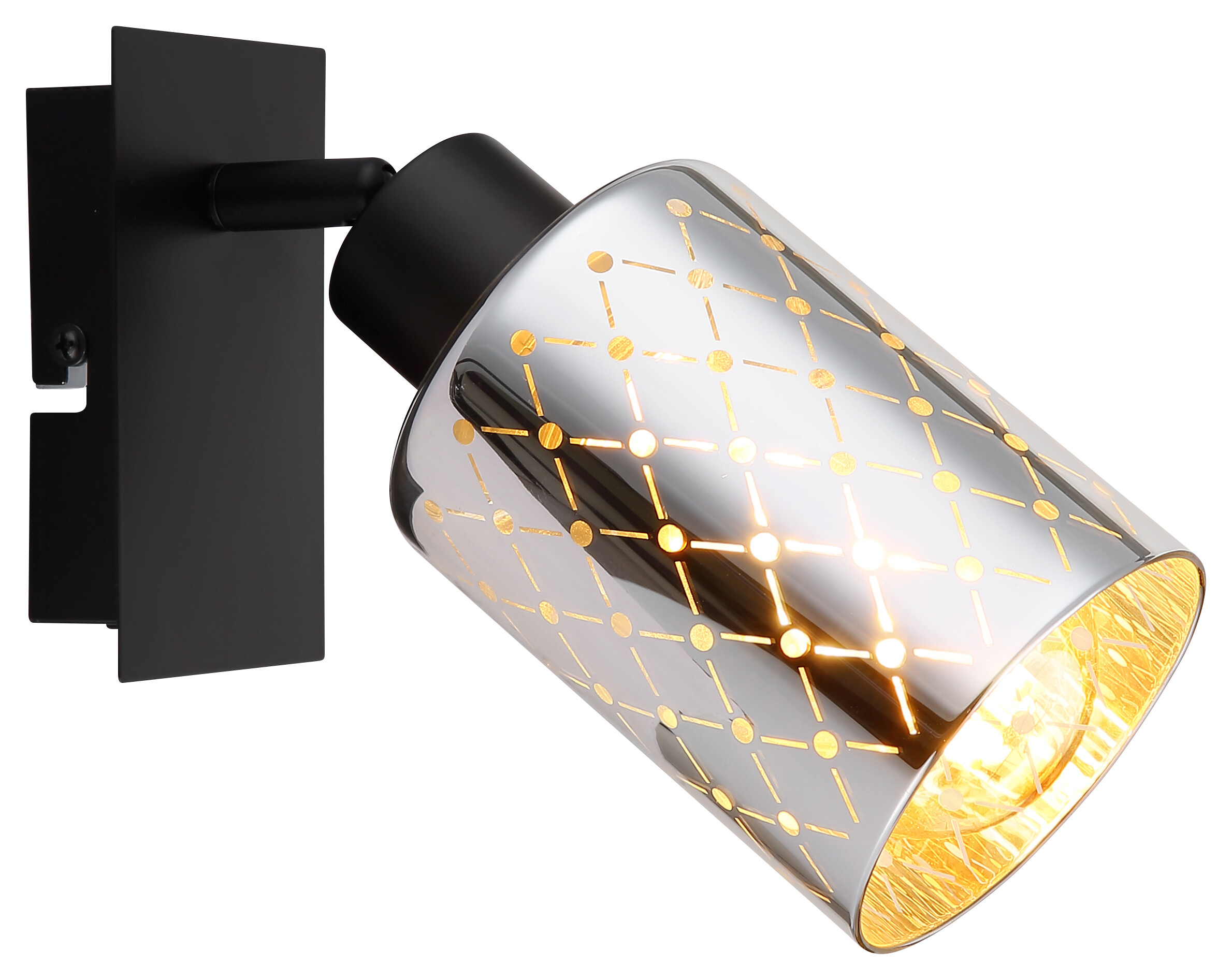 GLOBO Strahler mattschwarz klar Chrom Glas Metall B/H/L: ca. 8x20x16,5 cm E27 1 Brennstellen