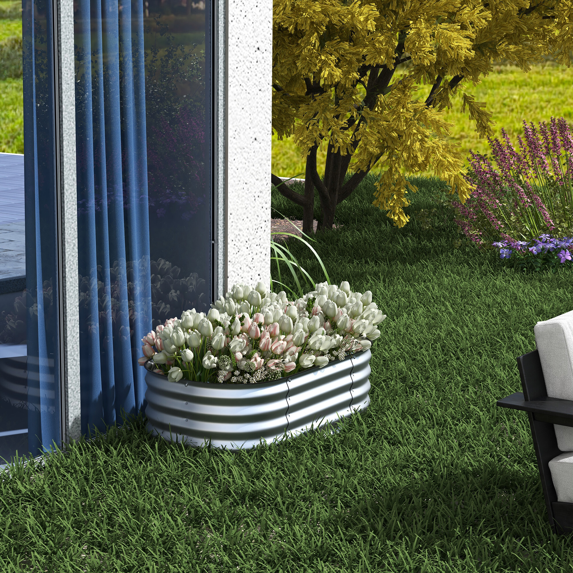 Outsunny Hochbeet silber Metall B/H/L: ca. 62x30x105 cm