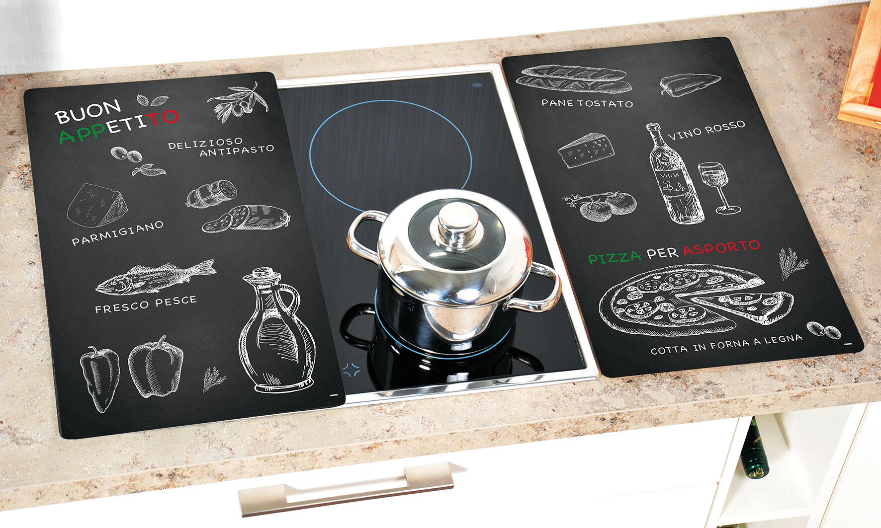 Kesper Herdabdeckplatte Ristorante bunt Glas B/L: ca. 30x52 cm