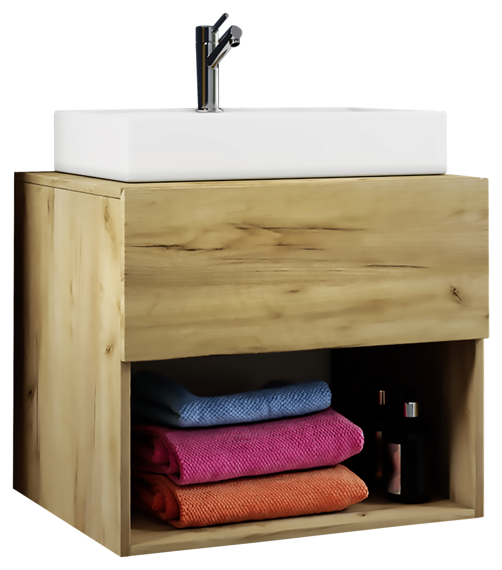 Badblock 2tlg-Lendas weiß Eiche Honig Nachbildung B/H/T: ca. 60x69x52 cm