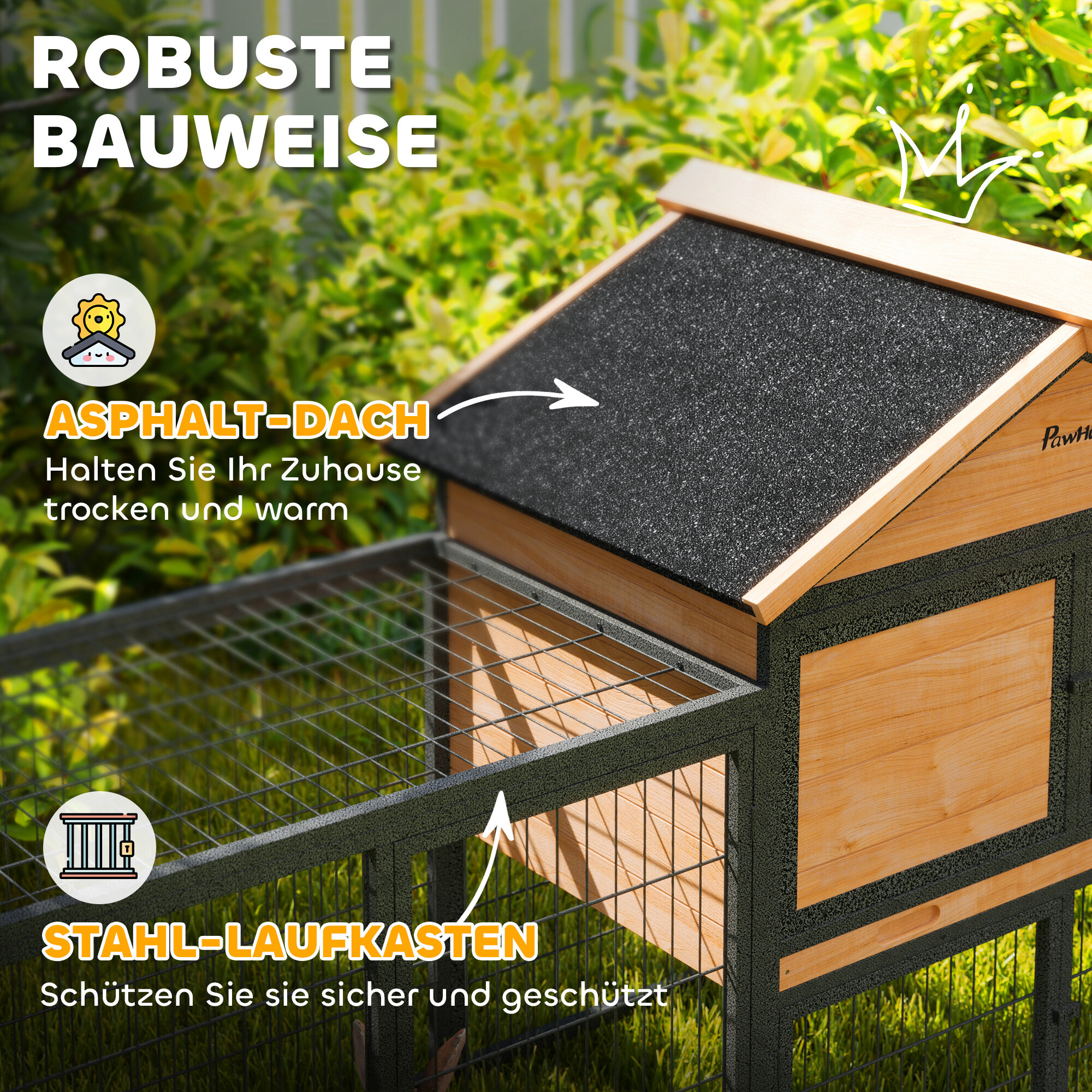 PawHut Kaninchenstall gelb Stahl B/H/L: ca. 53x86x217 cm