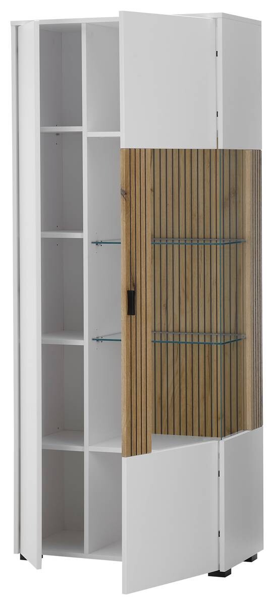 Vitrine Hudson weiß matt Eiche Evoke Coast Nachbildung B/H/T: ca. 75x180x38 cm
