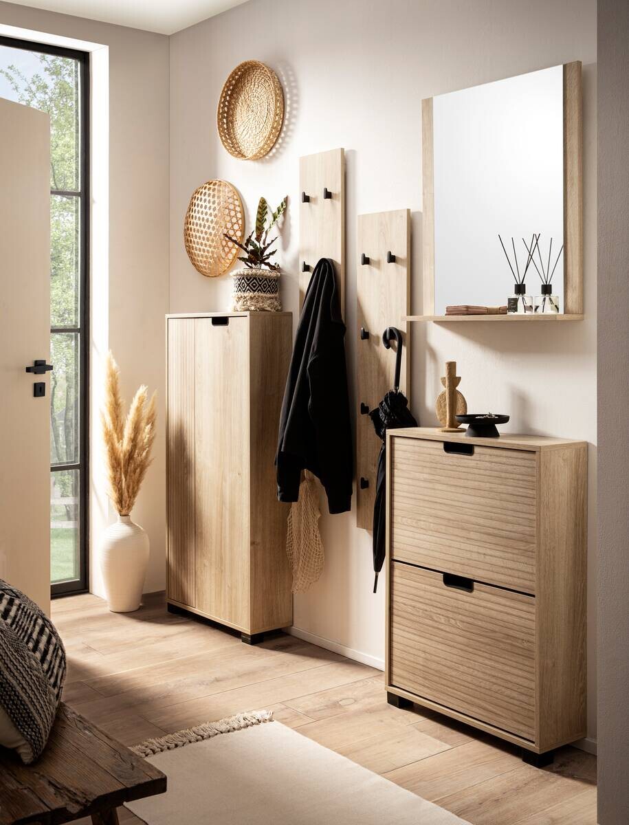 Aktenschrank Emmik weiß matt Eiche Eiche weiß Nachbildung B/H/T: ca. 59,8x124x19,55 cm