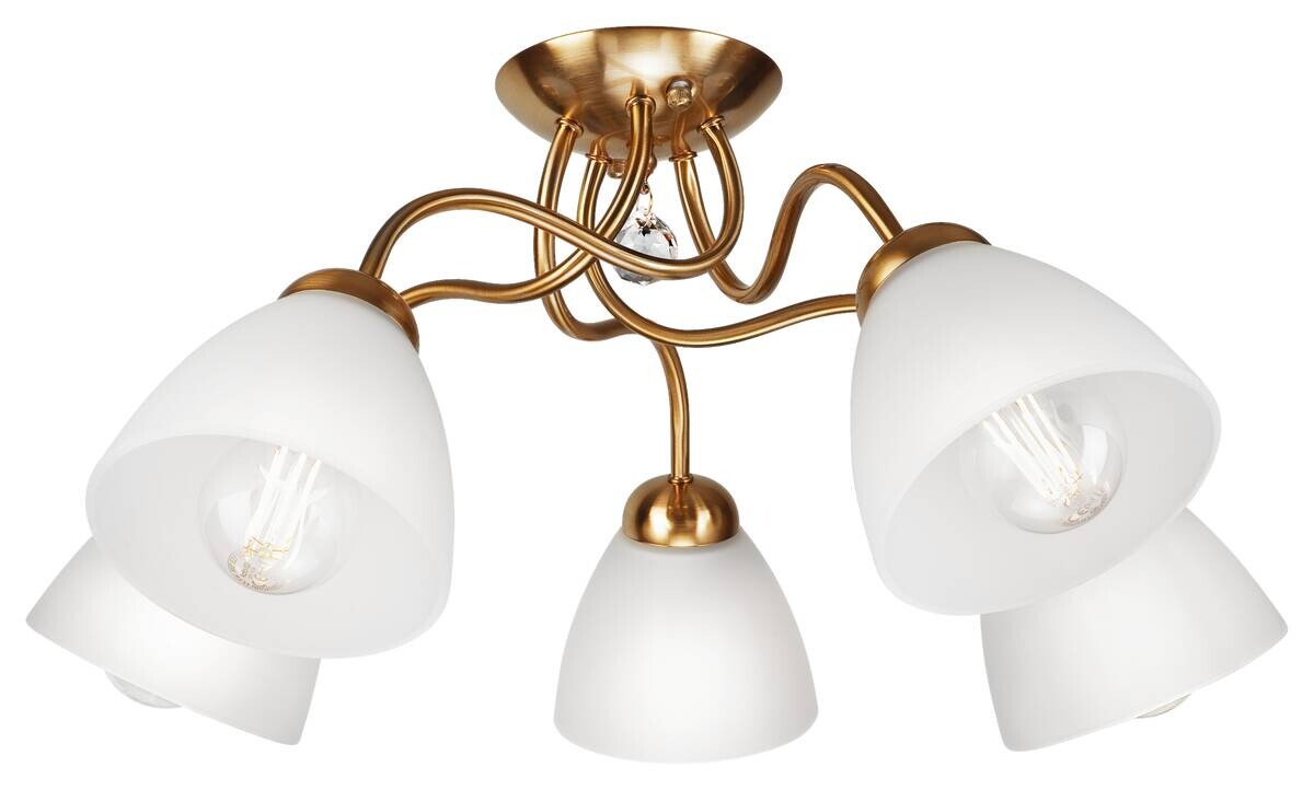 Lamkur Deckenleuchte Miranda oxidgrün Metall Glas H/L: ca. 31x60 cm E27 5 Brennstellen