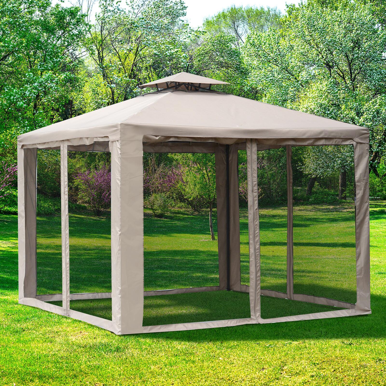 Outsunny Gartenpavillon beige Metall B/H/L: ca. 295x263x295 cm
