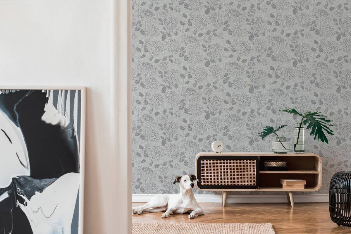 A.S.Creation Vliestapete Attractive 2 Floral hellgrau B/L: ca. 53x1005 cm