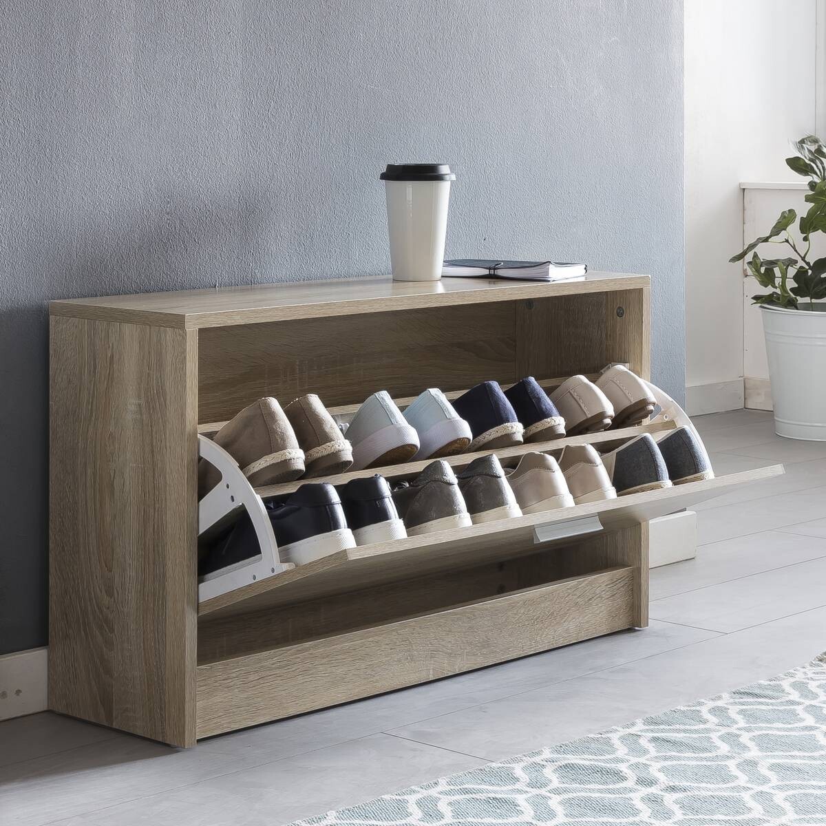 Schuhbank Eiche Sonoma Nachbildung B/H/T: ca. 80x47x24 cm