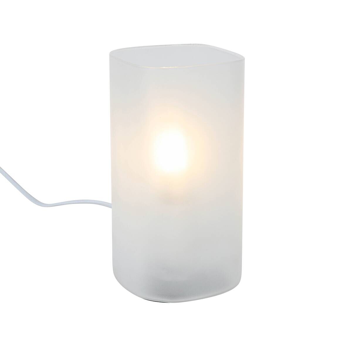Nolo Tischleuchte Paige weiß Glas B/H/L: ca. 9,5x20x9,5 cm E27 1 Brennstellen