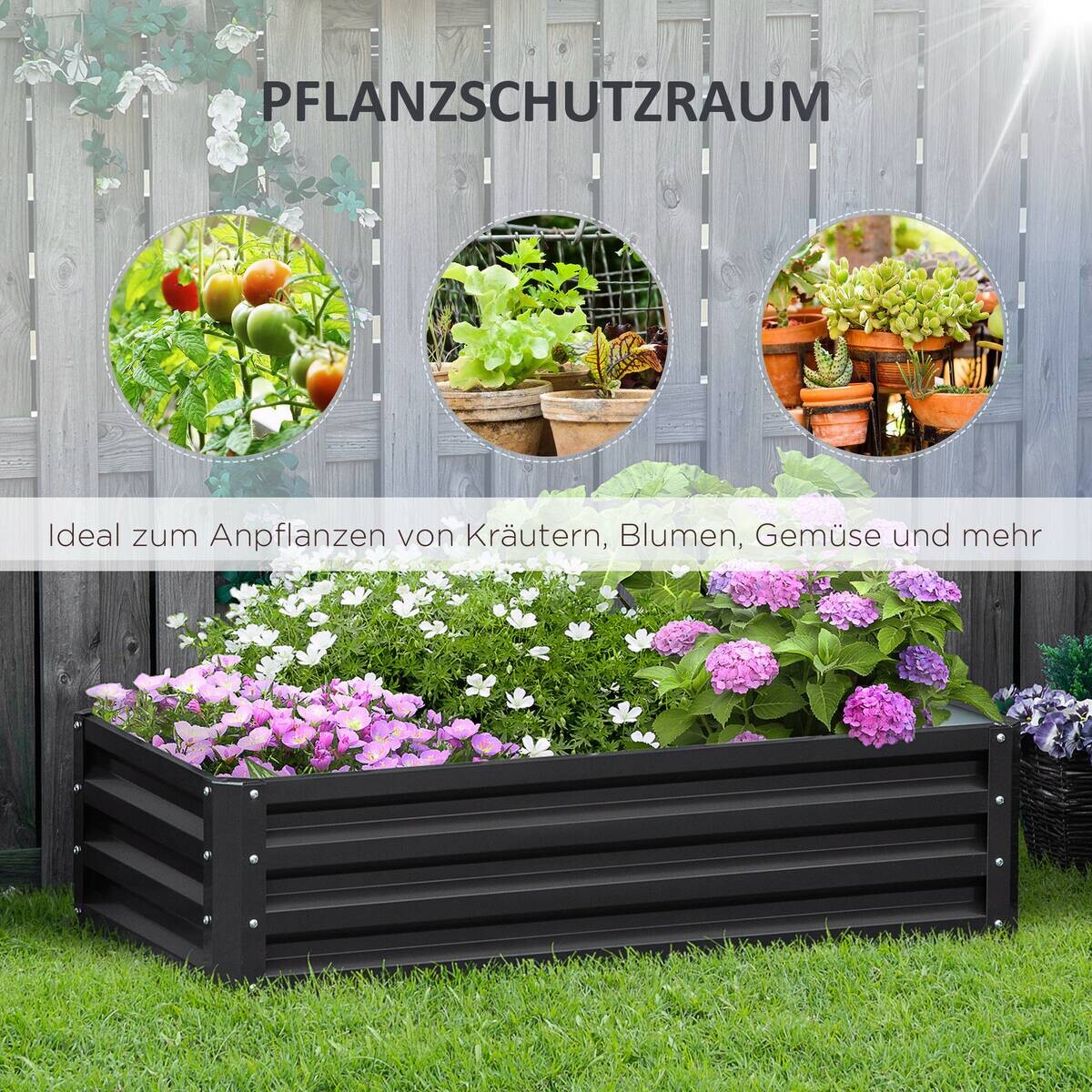 Outsunny Hochbeet grau Polypropylen B/H/L: ca. 60x120x30,5 cm