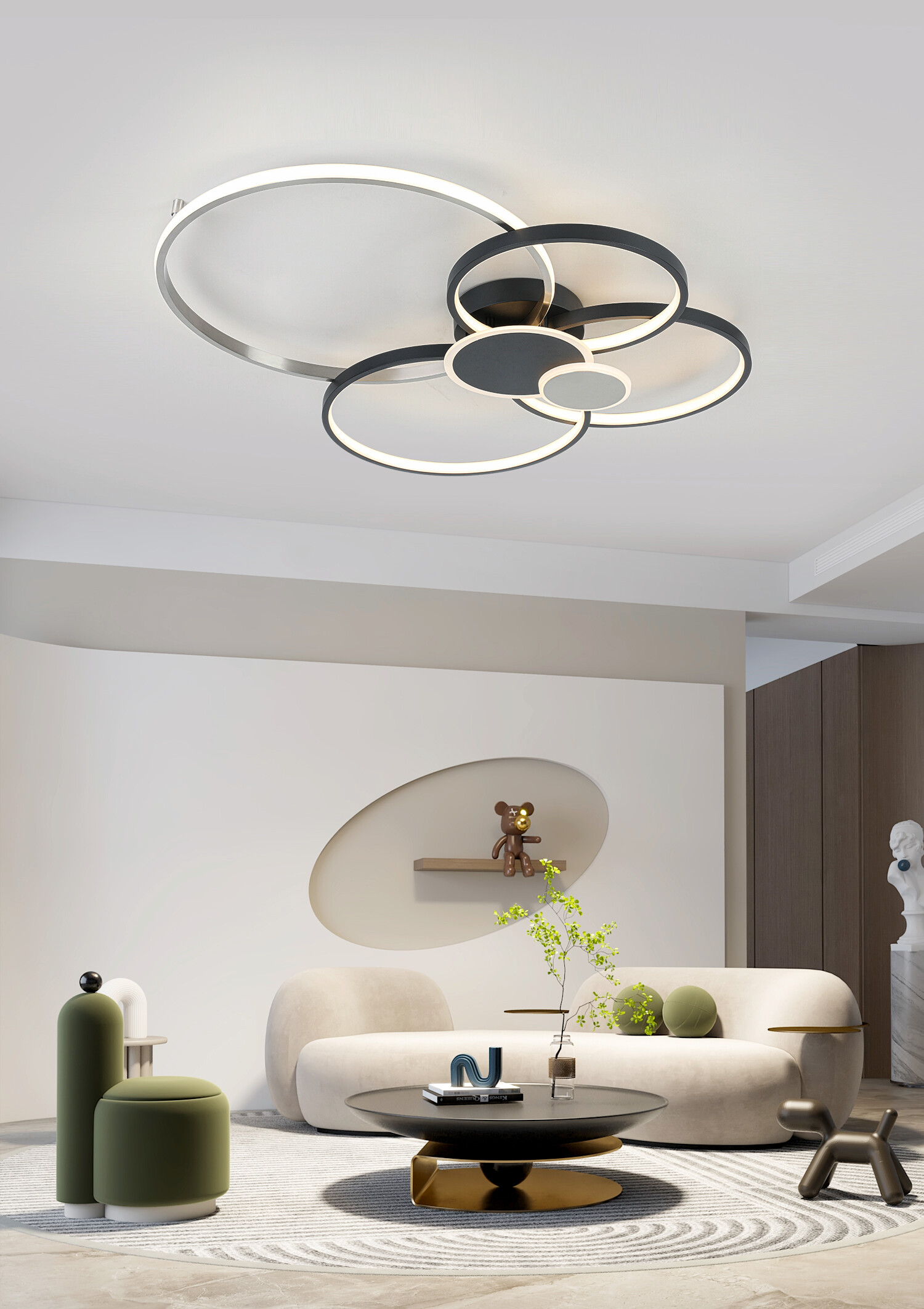 Nolo Lighting LED-Deckenleuchte Big schwarz Aluminium B/H/L: ca. 64x11x80 cm