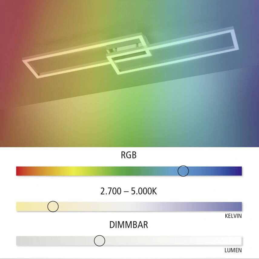 Just Light Smarte Deckenleuchte 16430-55 stahlfarbig weiß Metall Kunststoff B/H/L: ca. 26x8,5x110 cm