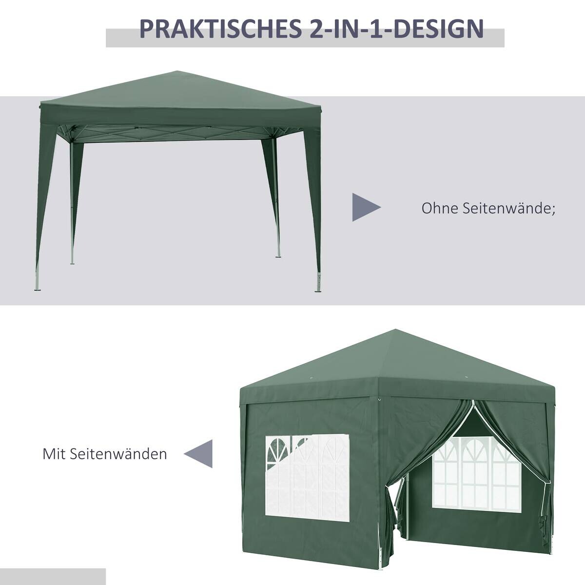 Outsunny Pavillon grün Polyester B/H/L: ca. 2,95x2,58x2,95 cm