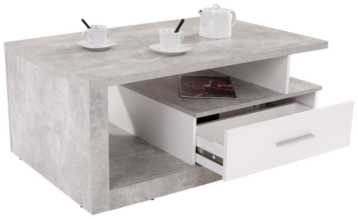 Couchtisch Iguan Beton weiß B/H/T: ca. 110x45x67 cm