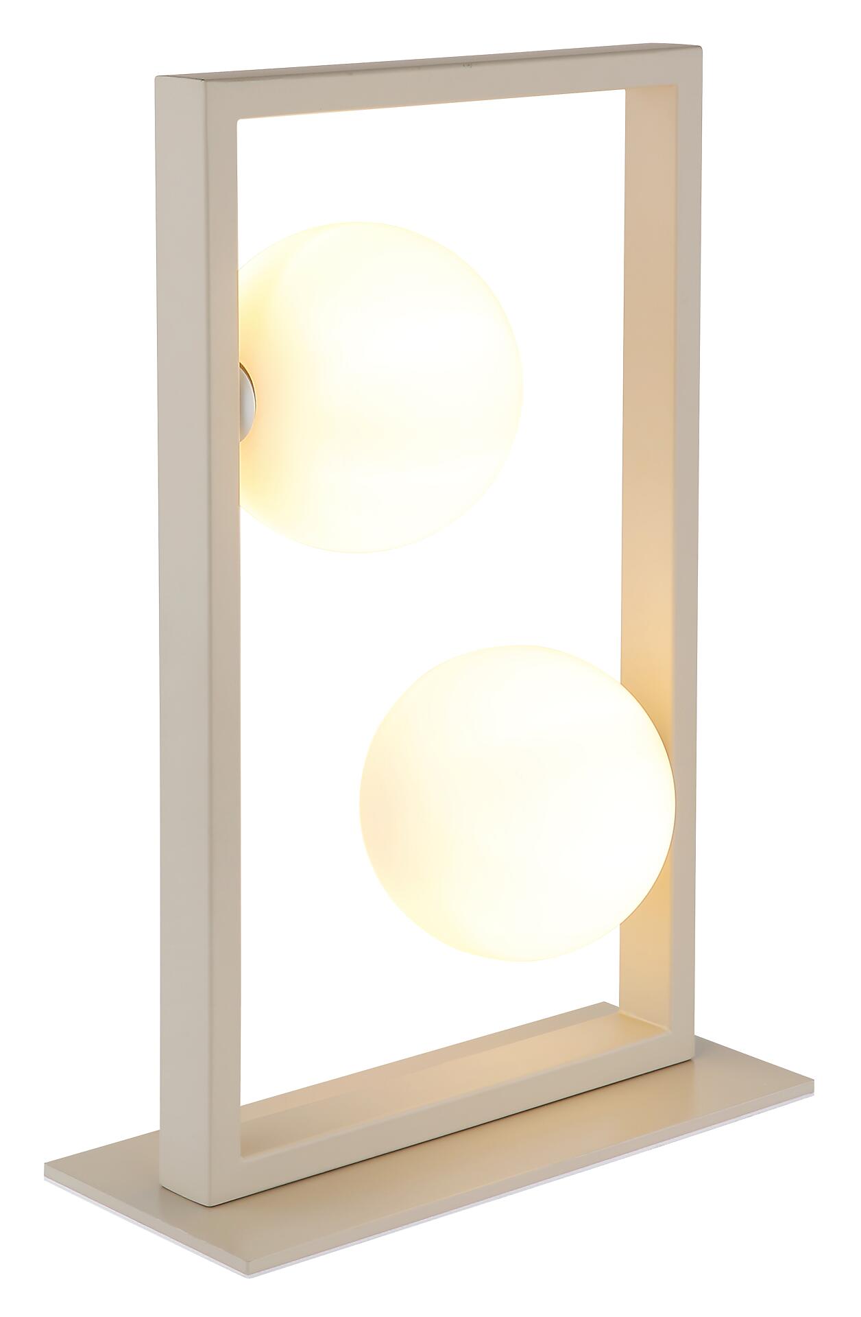 GLOBO Tischleuchte sand mattschwarz creme Glas Metall B/H/L: ca. 12x40x28 cm G9 2 Brennstellen