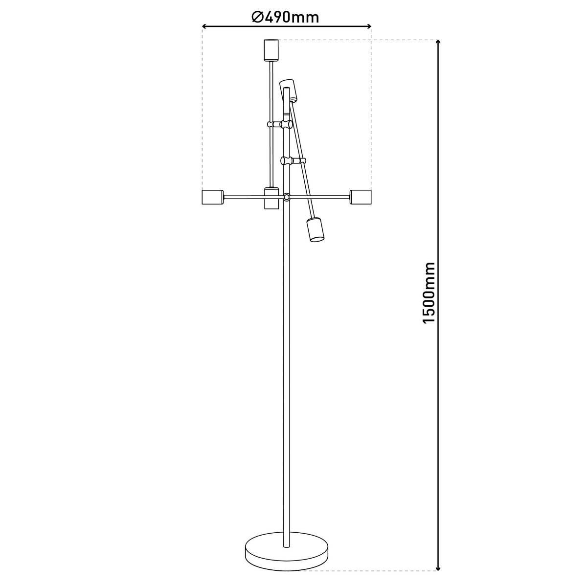 Näve Leuchten Stehleuchte schwarz Metall B/H/T/D: ca. 49x150x49x49 cm E27 6 Brennstellen
