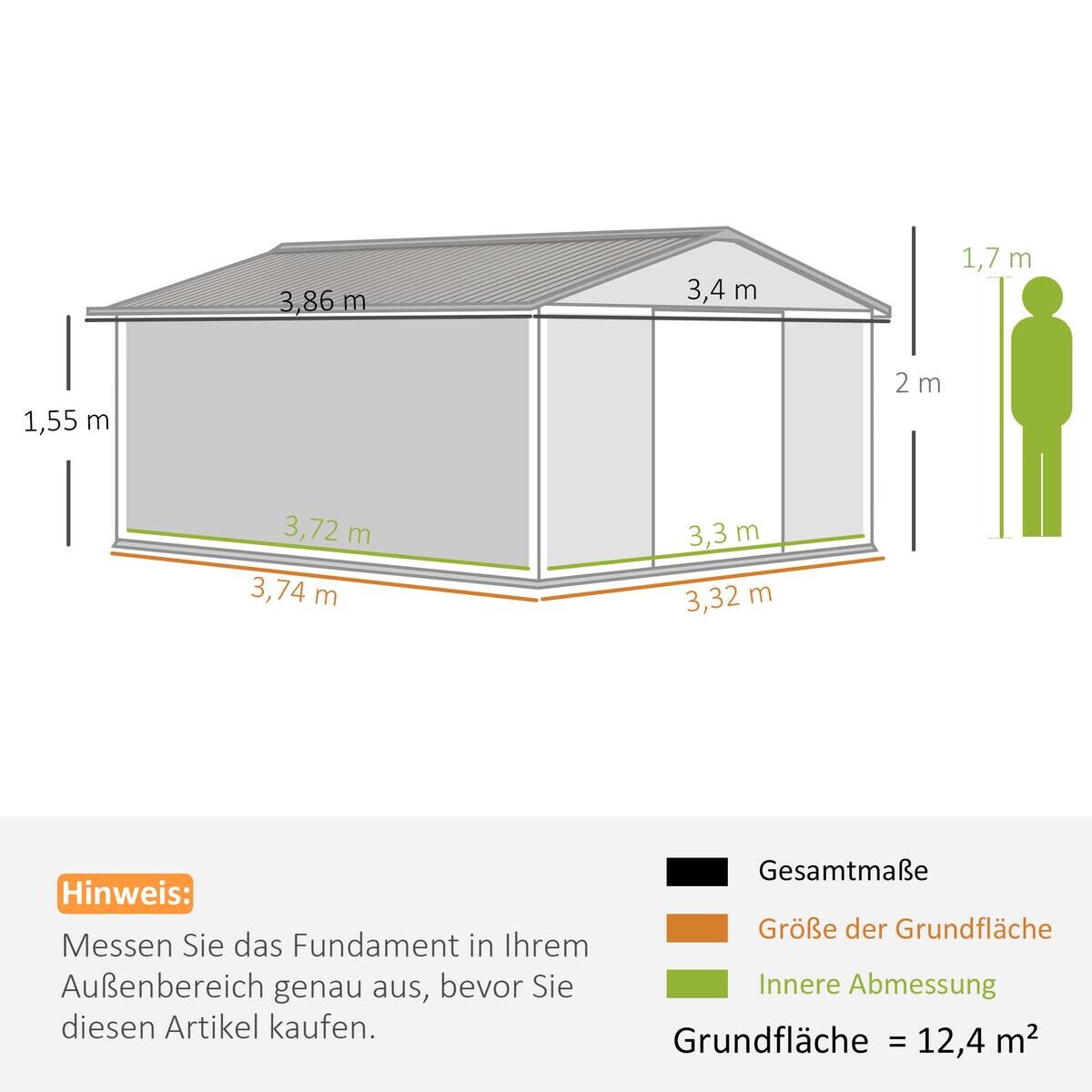 Outsunny Gerätehaus braun B/H/L: ca. 386x200x340 cm