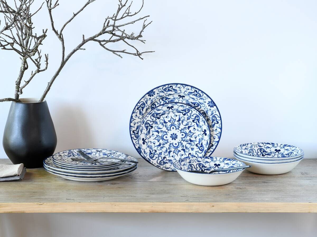 CreaTable Tafelservice Fresco blau Steingut 12 tlg.