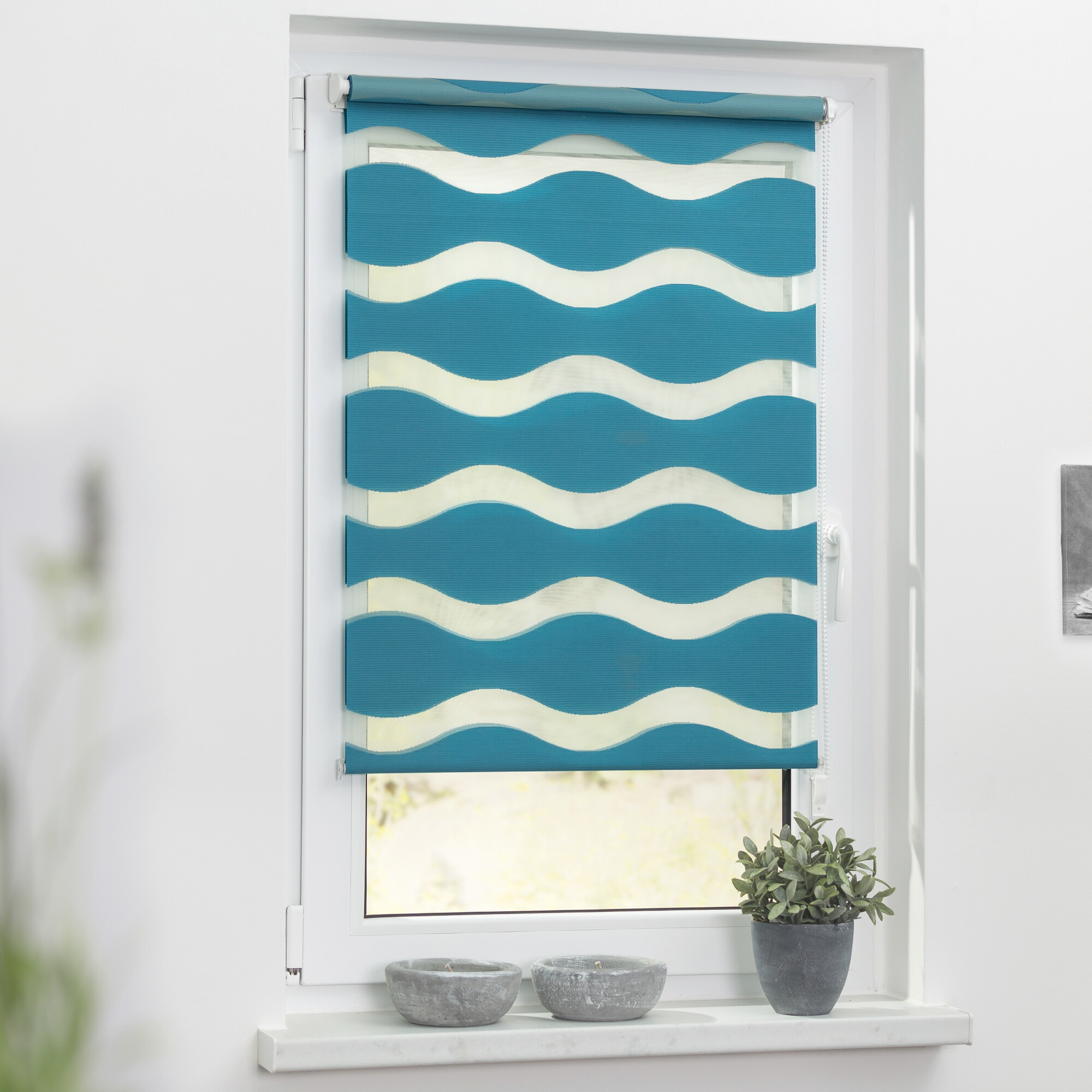 LICHTBLICK Doppelrollo Duo Welle petrol B/L: ca. 60x150 cm