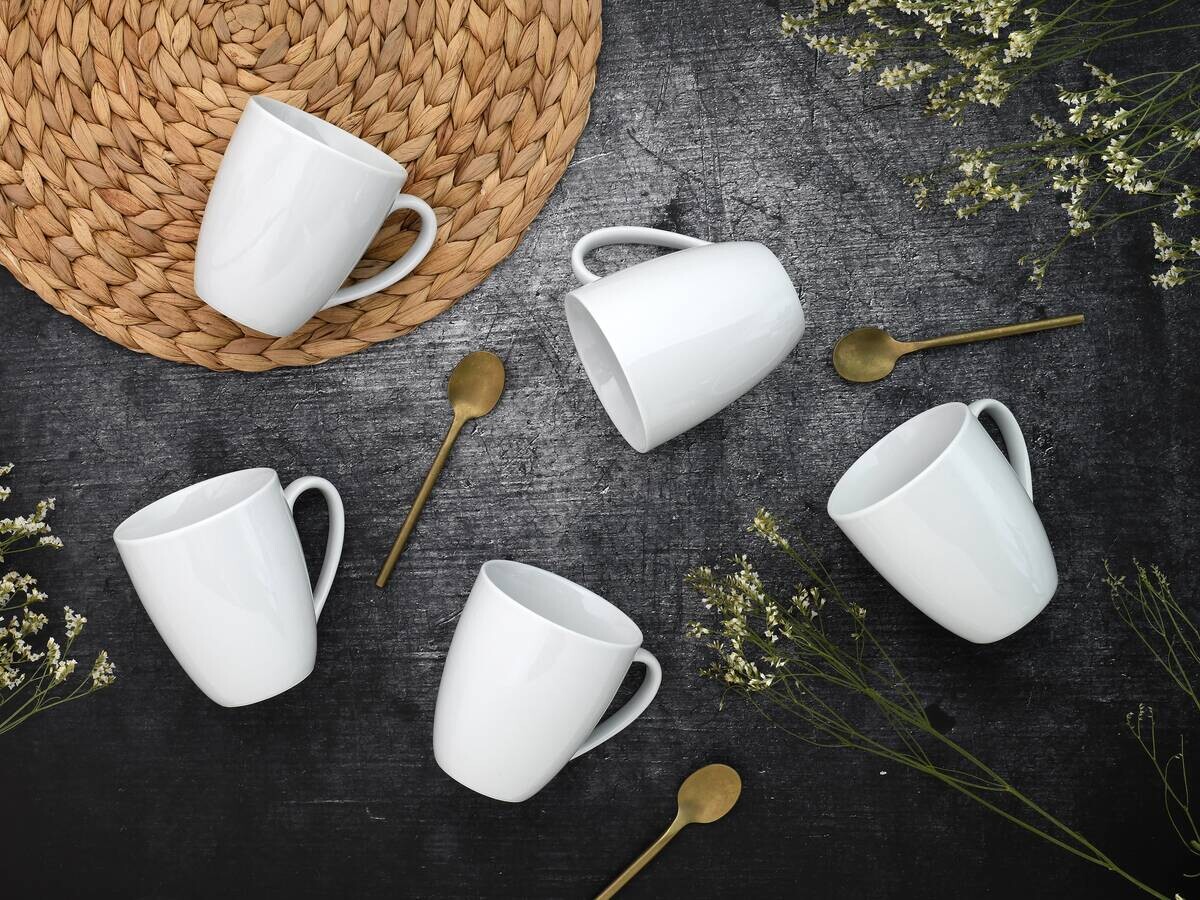 CreaTable Kaffeebecher Luna weiß Porzellan 6 tlg.