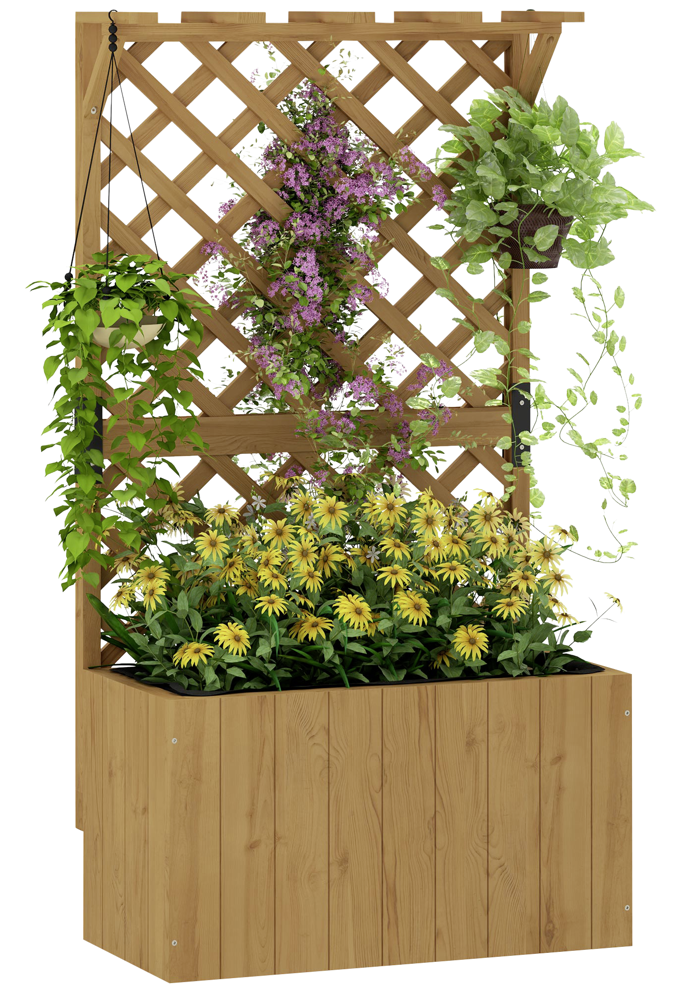 Outsunny Hochbeet Holzoptik Holz B/H/L: ca. 33x122x64 cm