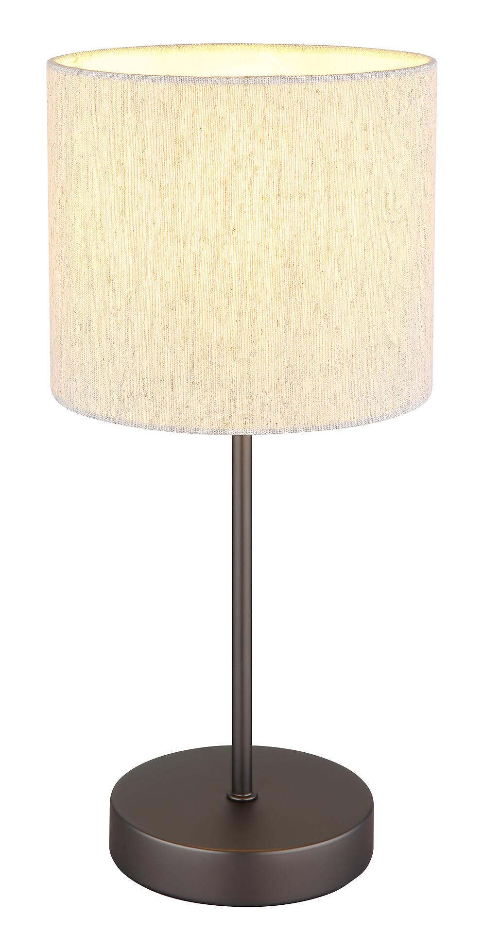 GLOBO Tischleuchte schwarz Leinen Metall H/D: ca. 37x17 cm E27 1 Brennstellen