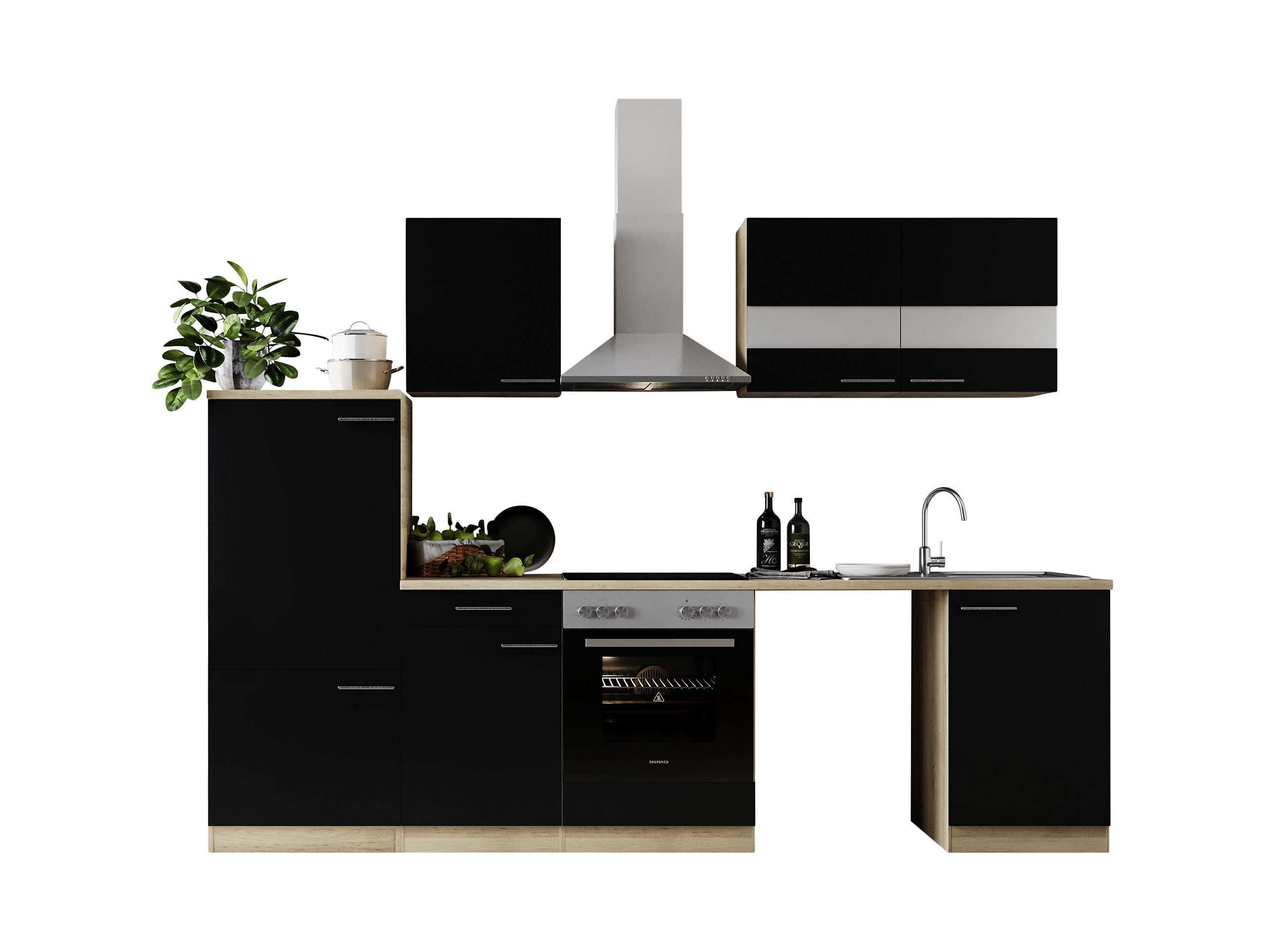 Respekta Küchenblock Merle schwarz B/H/T: ca. 280x200x60 cm