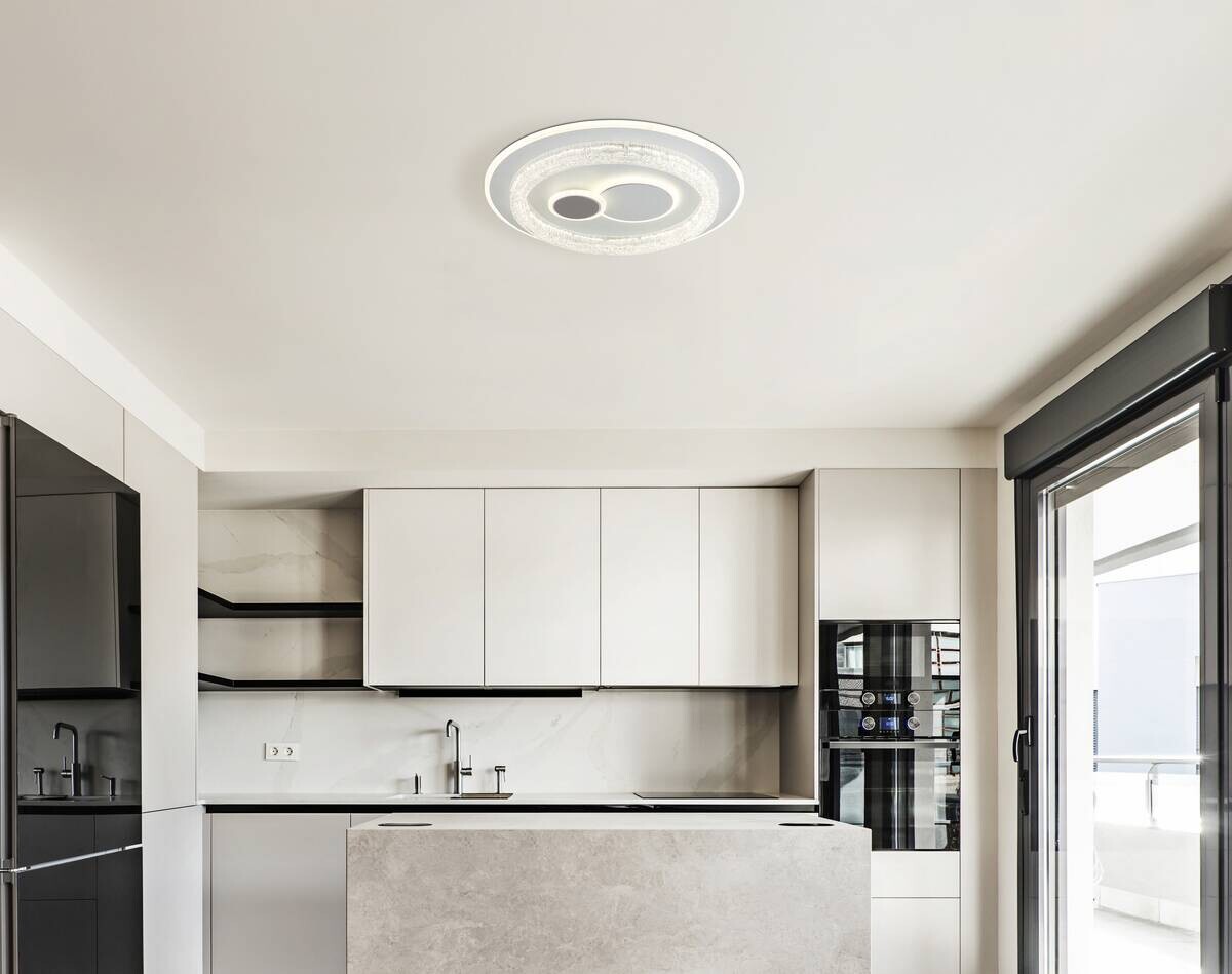 GLOBO LED-Deckenleuchte Opal weiß klar Acryl Metall H/D: ca. 6x49,5 cm 1 Brennstellen