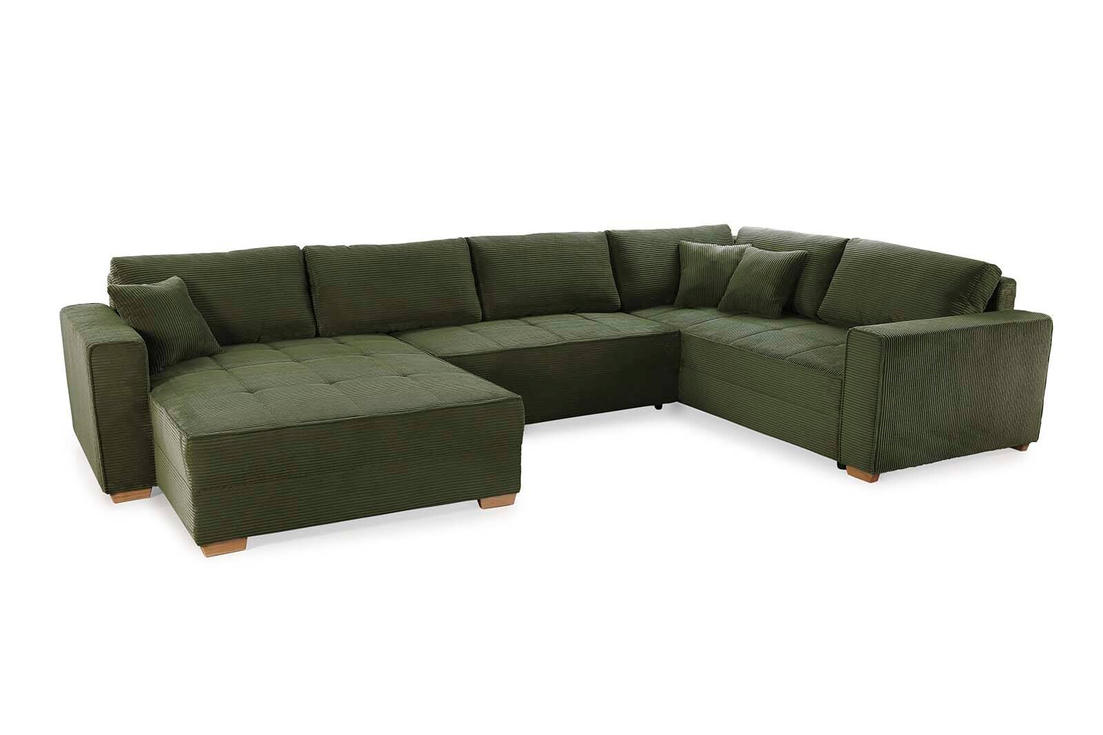 Wohnlandschaft grün Microfaser B/H/T: ca. 379x86x227 cm