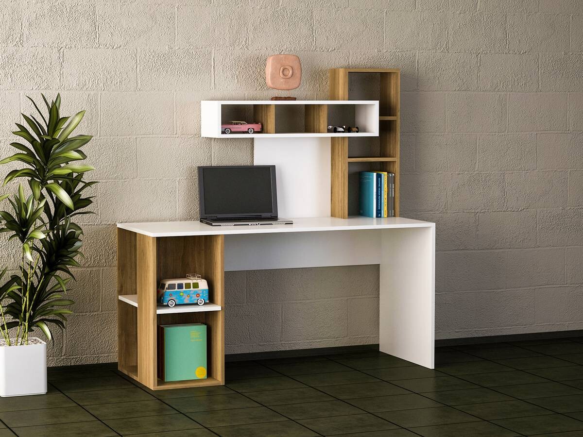 Schreibtisch Coral weiß walnuss Nachbildung B/H/T: ca. 140x75x60 cm